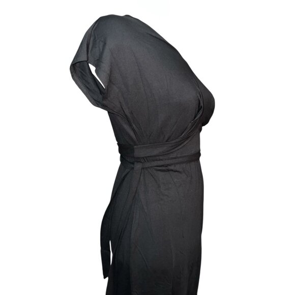 Universal Standard V Neck Tie Waist Soft Casual Dress Sz 4XS (XS 00-0) Black Sho - Picture 15 of 16